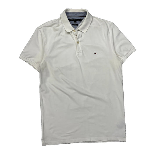 Tommy Hilfiger Slim Fit Polo Shirt - Large White Cotton
