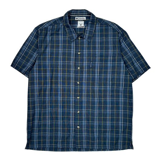 Columbia Checked Short Sleeve Shirt - Large Blue Cotton