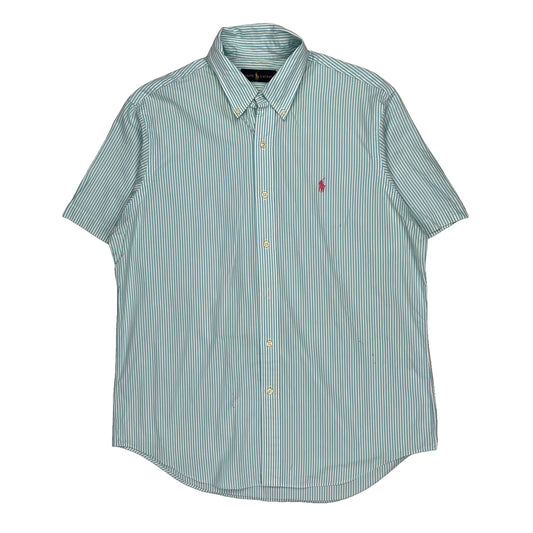 Ralph Lauren Striped Short Sleeve Shirt - Large White Cotton