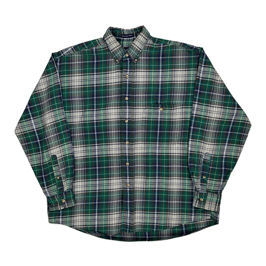 Cambridge Plaid Gant Checked Flannel Shirt - Large Grey Cotton