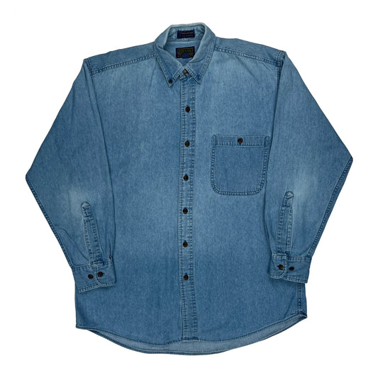 90S Chaps Ralph Lauren Denim Shirt - Medium Blue Cotton