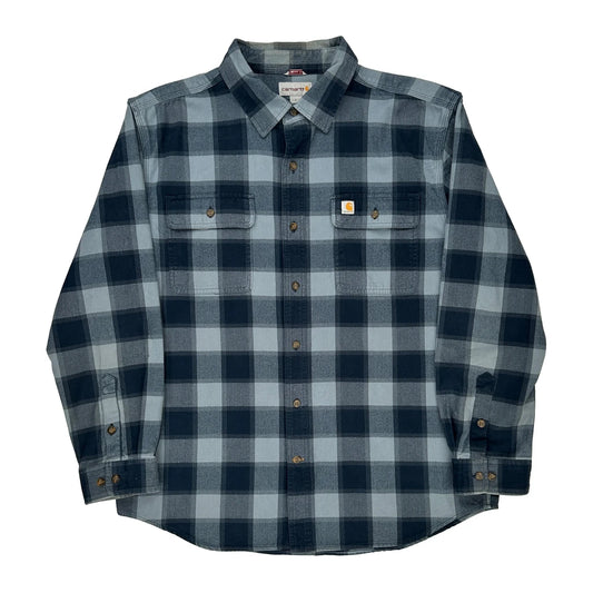 Carhartt Checked Flannel Shirt - Large Blue Cotton