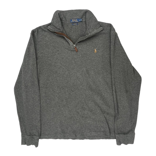 Polo By Ralph Lauren 1/4 Zip - Large Grey Cotton