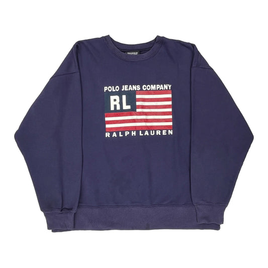 Ralph Lauren Sweatshirt - XL Blue Cotton Blend