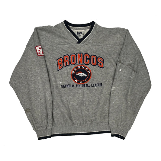 Denver Broncos Lee Sport Football Sweatshirt - Large Grey Polyester Blend