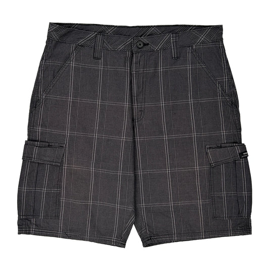 Wrangler Checked Cargo Shorts - 34W 9L Grey Cotton