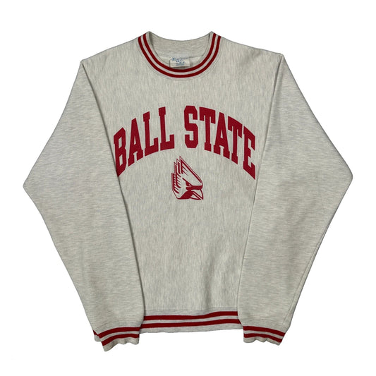 Vintage Reverse Weave Champion College Sweatshirt - Small Grey Cotton