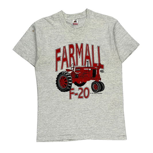 Single Stitch Fruit Of The Loom Graphic T-Shirt - Large Grey Cotton