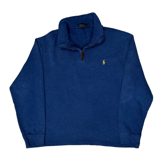 Polo By Ralph Lauren 1/4 Zip - Large Blue Cotton