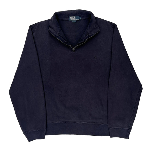Polo By Ralph Lauren 1/4 Zip - Large Navy Cotton