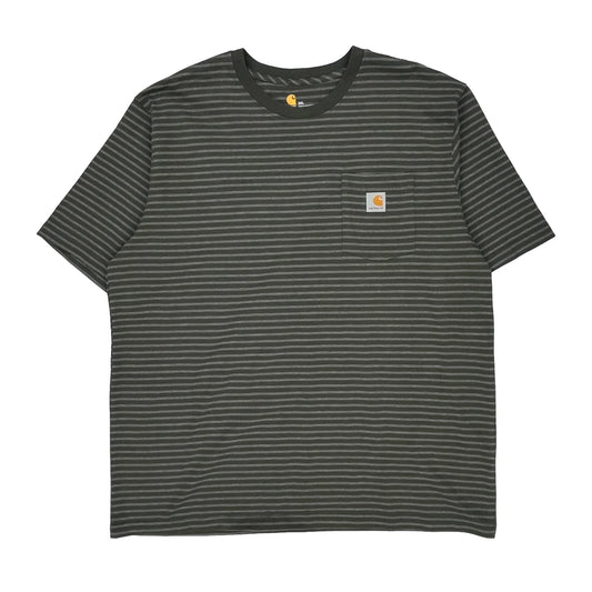 Carhartt Striped T-Shirt - 2XL Grey Cotton