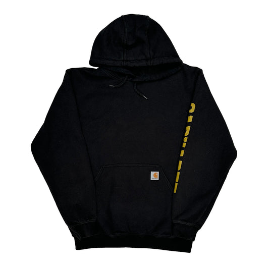 Vintage Carhartt Spellout Hoodie - Medium Black Cotton
