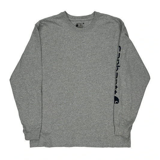 Carhartt Long Sleeve T-Shirt - Large Grey Cotton