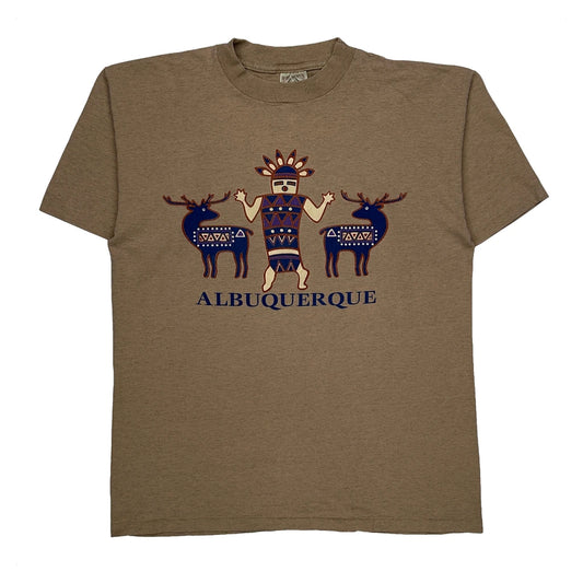 Vintage Albuquerque Prairie Mountain Single Stitch T-Shirt - Large Brown Cotton