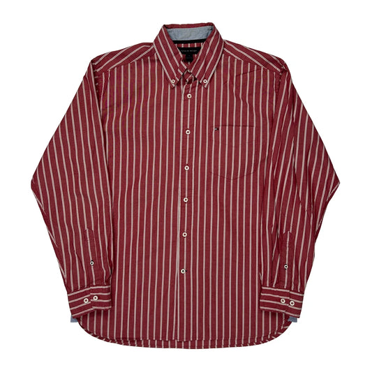 Tommy Hilfiger Striped Shirt - Medium Red Cotton