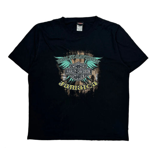 Vintage Jamaica Harley Davidson Graphic T-Shirt - 2XL Black Cotton Blend