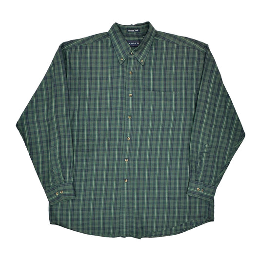 Heritage Twill Gant Checked Shirt - XL Green Cotton Blend
