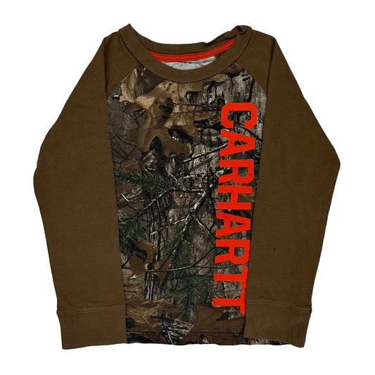 Age 6 Carhartt Camo Long Sleeve T-Shirt - Small Brown Cotton