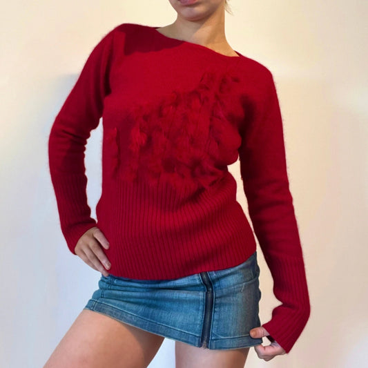 Vintage red Moda Piu Jumper - womens medium