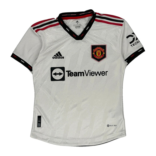 Manchester United Adidas Football Shirt - Small White Polyester
