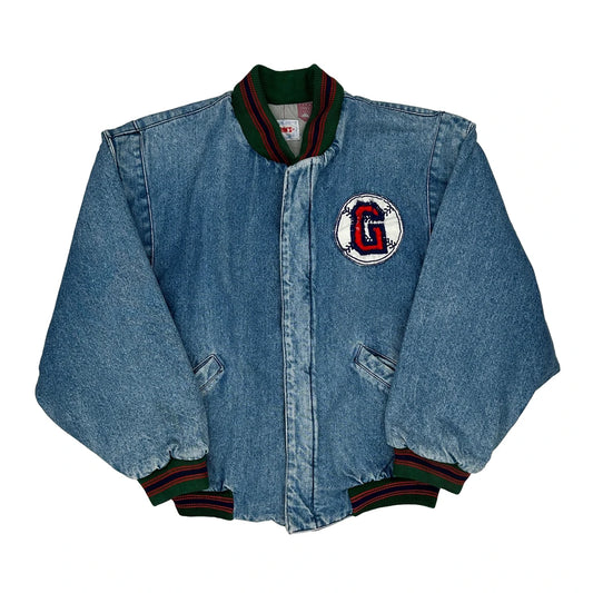 Grin'S Varsity Jacket - Large Blue Denim
