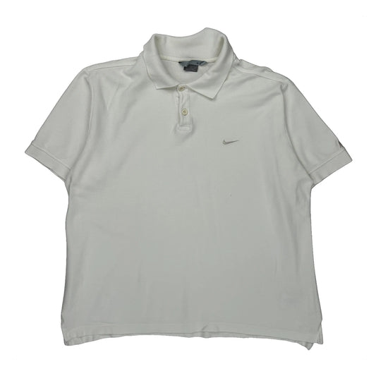 Nike Polo Shirt - Medium White Cotton
