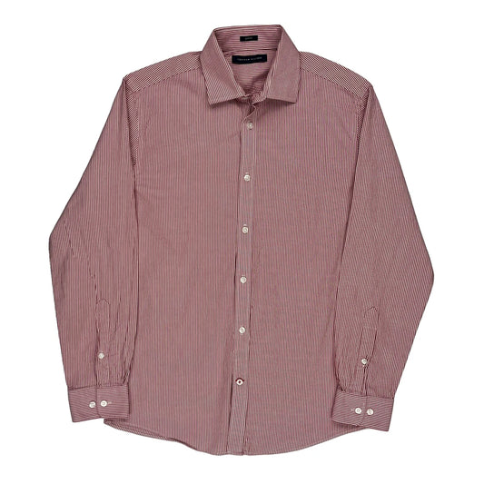 Striped Tommy Hilfiger Slim Fit Shirt - Medium Red Cotton