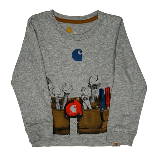 Age 3 Carhartt Graphic Long Sleeve T-Shirt - 2XS Grey Cotton