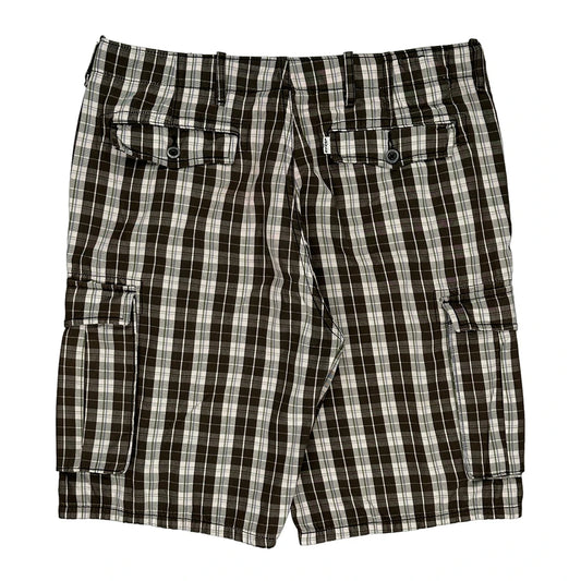 Levis Checked Cargo Shorts - 36W 10L Black & White Cotton