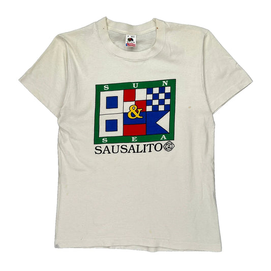 Sausalito Fruit Of The Loom Single Stitch T-Shirt - Medium White Cotton