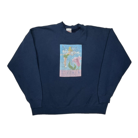 Tinker Bell Disney Cartoon Long Sleeve T-Shirt - 2XL Blue Cotton