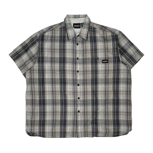 Dickies Checked Short Sleeve Shirt - 2XL Beige Cotton