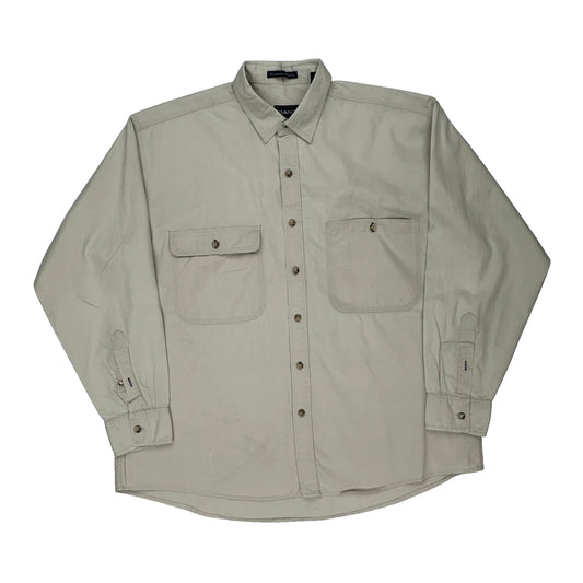 Weathered Poplin Gant Shirt - Large White Cotton