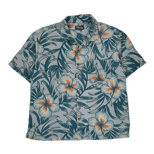St. Johns Bay Hawaiian Shirt - 2XL Blue Silk