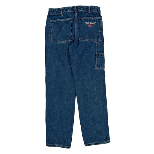 Age 14 Polo Sport Cargo Trousers - 26W 27L Blue Cotton