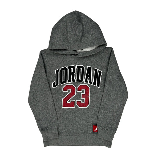 Vintage Age 5-6 Jordan Graphic Hoodie - Medium Grey Cotton Blend