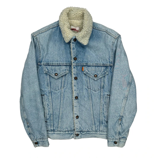 80S Made In USA Levis Sherpa Denim Jacket - Small Light Wash Denim