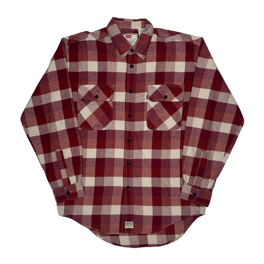 Levis Checked Flannel Shirt - Medium Red Cotton