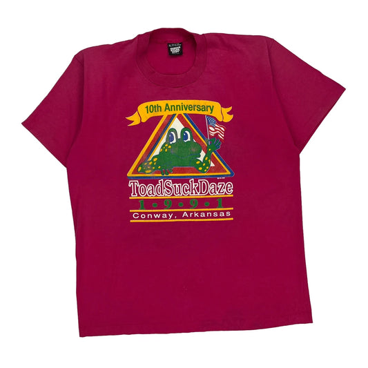 Single Stitch Screen Stars Graphic T-Shirt - XL Red Cotton Blend