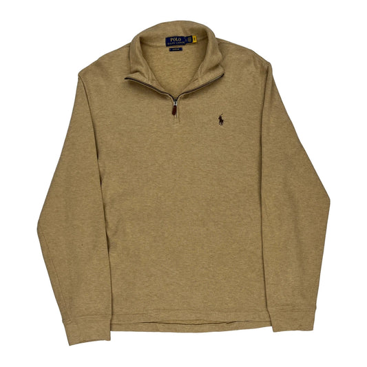 Polo By Ralph Lauren 1/4 Zip - Large Beige Cotton