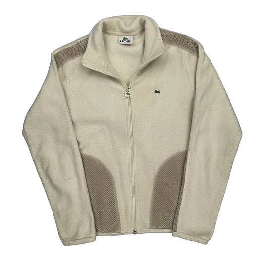 Lacoste Fleece Jacket - Medium Cream Polyester