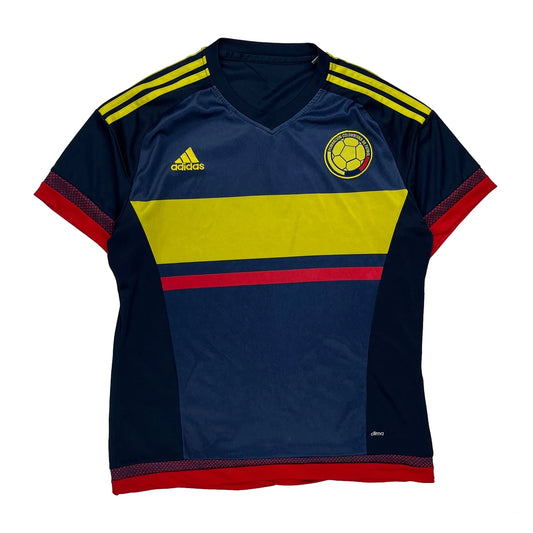 Vintage Colombia National Football Team Adidas 2015 Away Football Shirt - Small Blue Polyester