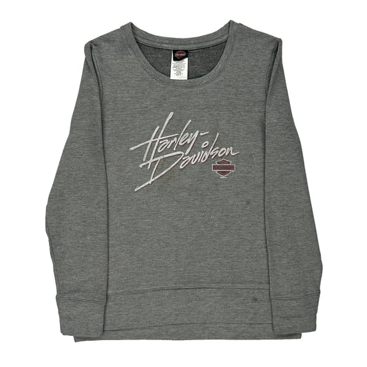 Harley Davidson Spellout Sweatshirt - Medium Grey Polyester