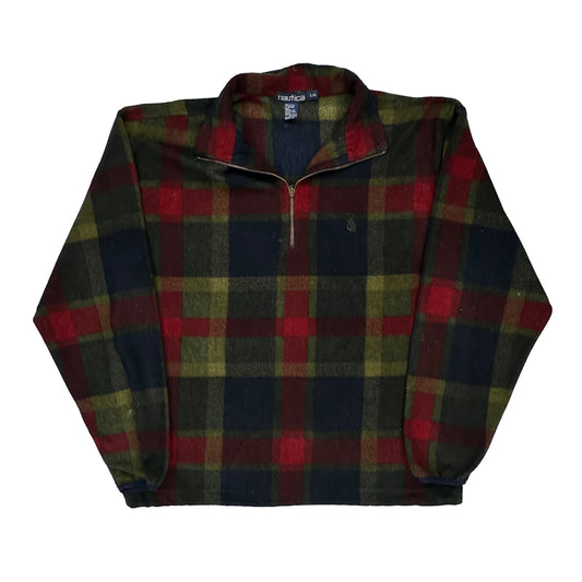 Nautica Checked 1/4 Zip - Large Multicoloured Polyester