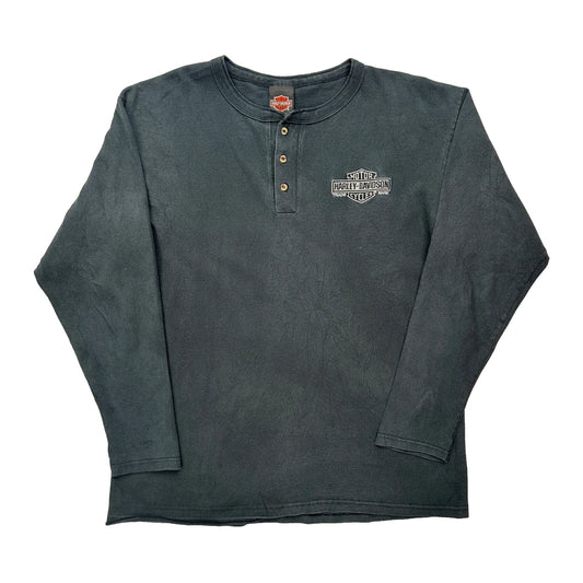 Motorcycle Harley Davidson Long Sleeve T-Shirt - Large Grey Cotton