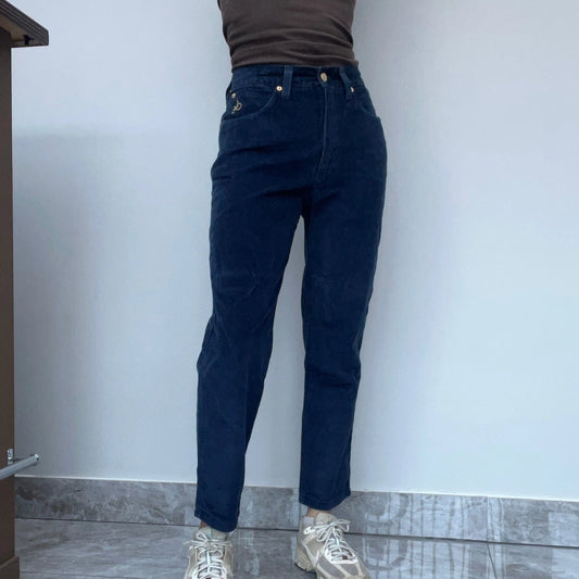 Roccobarocco Cord Trousers - 28W UK 10 Blue Cotton