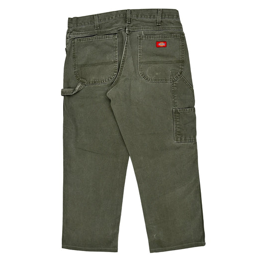 Dickies Carpenter Trousers - 34W 27L Green Cotton
