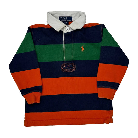 Vintage Age 24 Months Polo By Ralph Lauren Striped Rugby Shirt - 2XS Multicoloured Cotton