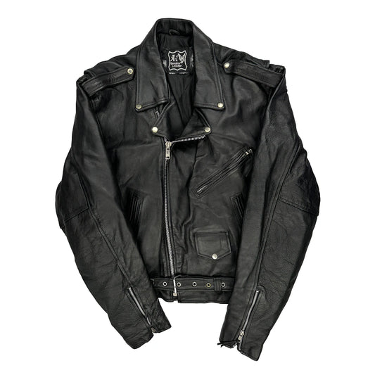 A-1 Motorcycle Leather Jacket - Large Black Leather