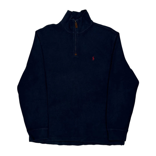 Polo By Ralph Lauren 1/4 Zip - Large Navy Cotton
